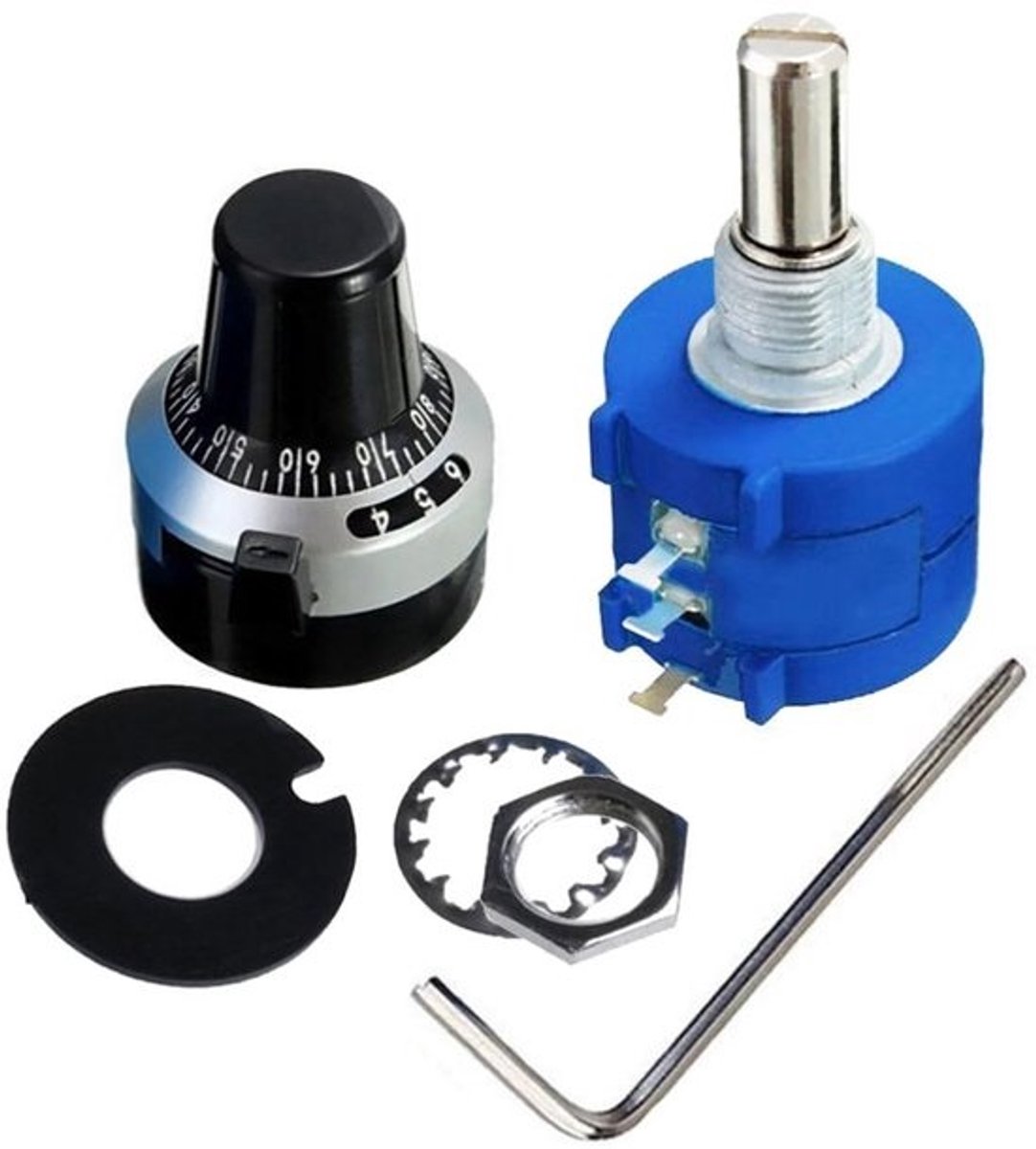 Precisie Multi-Turn Potentiometer 1K Ohm 10-Draai Draadgewonden Instelbare Weerstand met Draaiknop