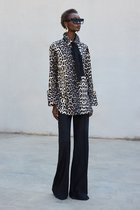 Touché Privé - Katoenen blouse met print en brede manchetten - Luipaard - Dames