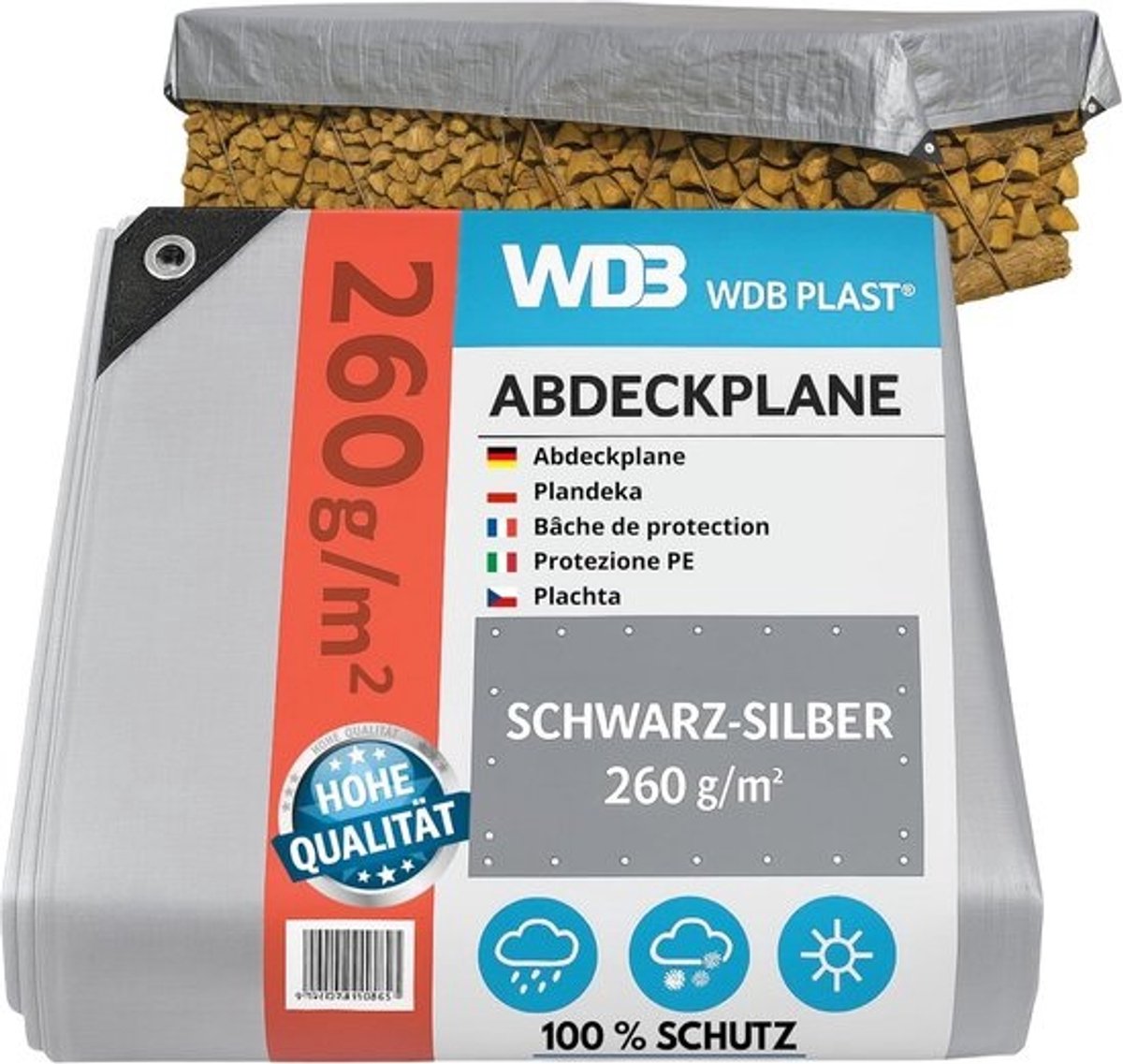 Geweven afdekzeil waterdicht UV-bestendig versterkt 2x3 3x3 3x4 3x5 4x4 4x5 4x6 4x8 5x5 m