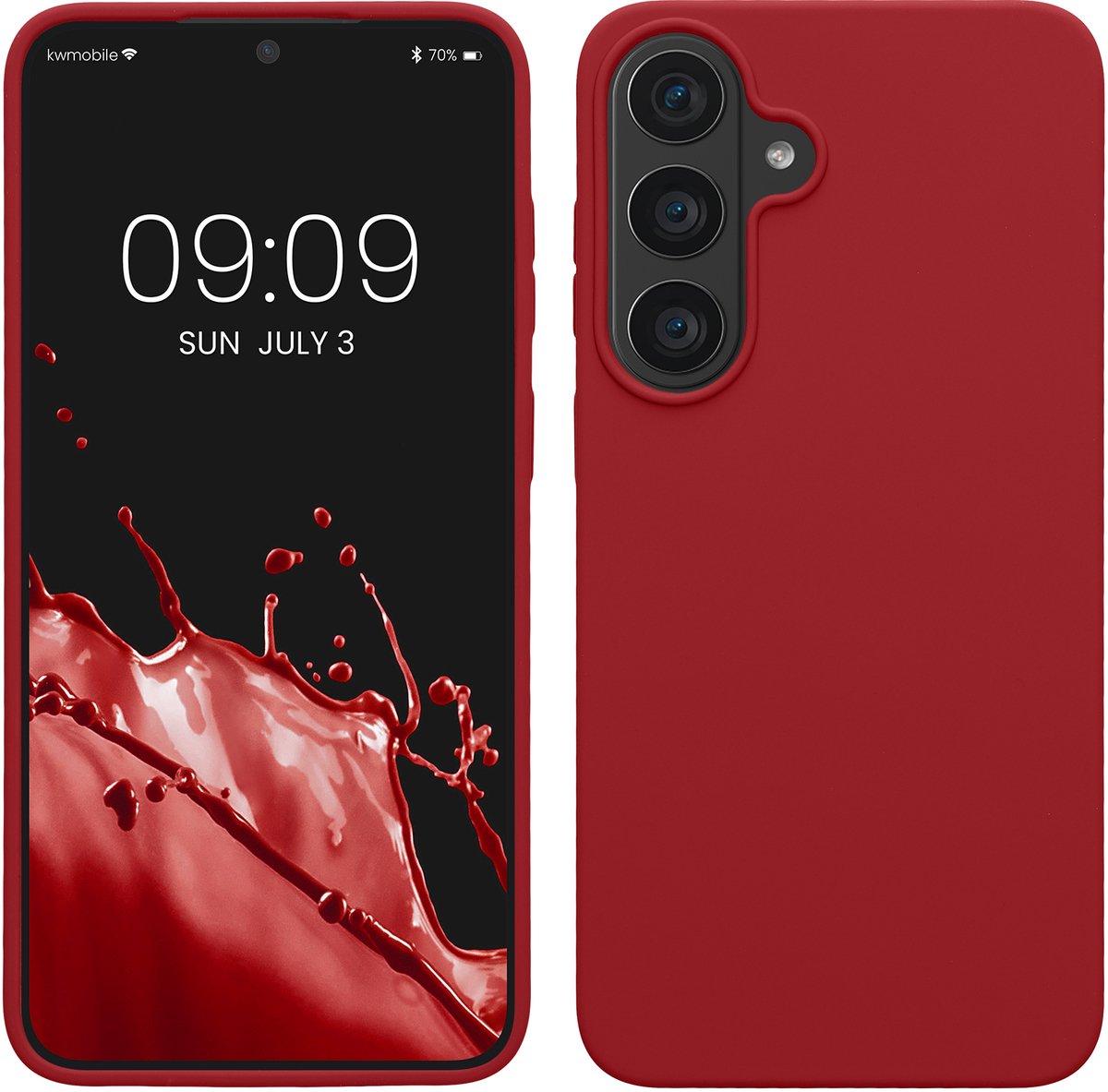 kwmobile telefoonhoesje geschikt voor Samsung Galaxy S26 FE - Hoesje met siliconen coating - Smartphone case in rabarber rood