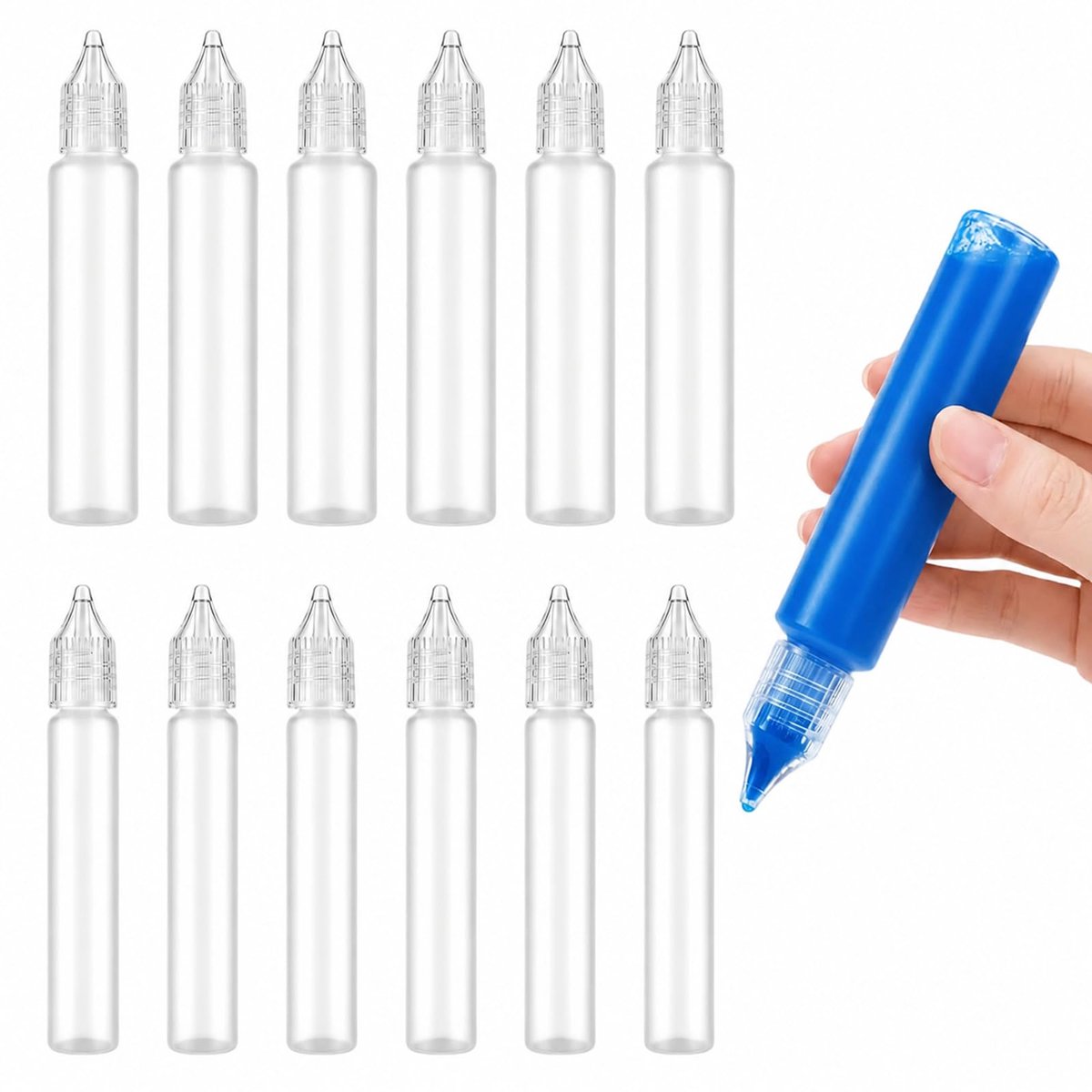 12 Stuks 30ml & 15ml Vloeibare Flessen, Druppelflessen, Lege Knijpflessen, Kunststof Doseerflessen, Plastic Flessen - ShopVlot