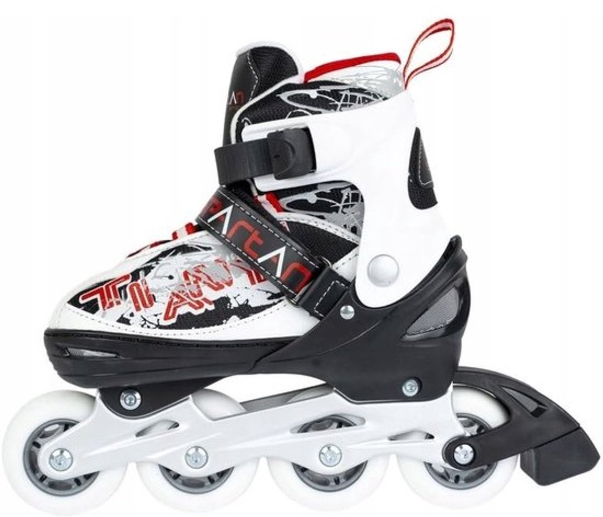 Inline skates - Schoenen op wielen - Buiten sporten - Verstelbare maat - Maat 31-34 - Wit grijs rood