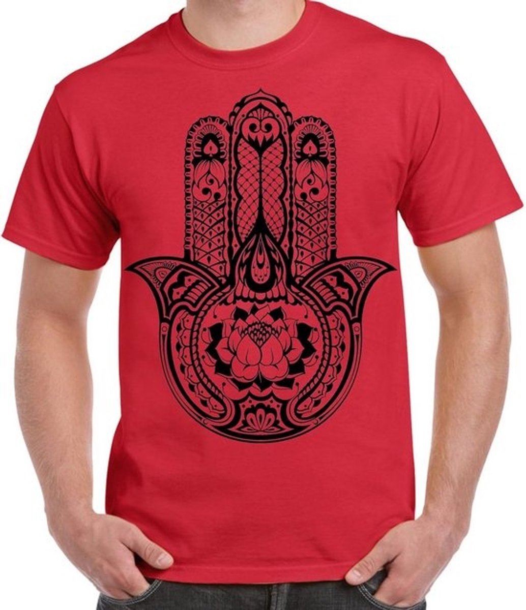 Groot Hamsa Hand van Fatima Tattoo T-shirt voor Heren - Tribal Design
