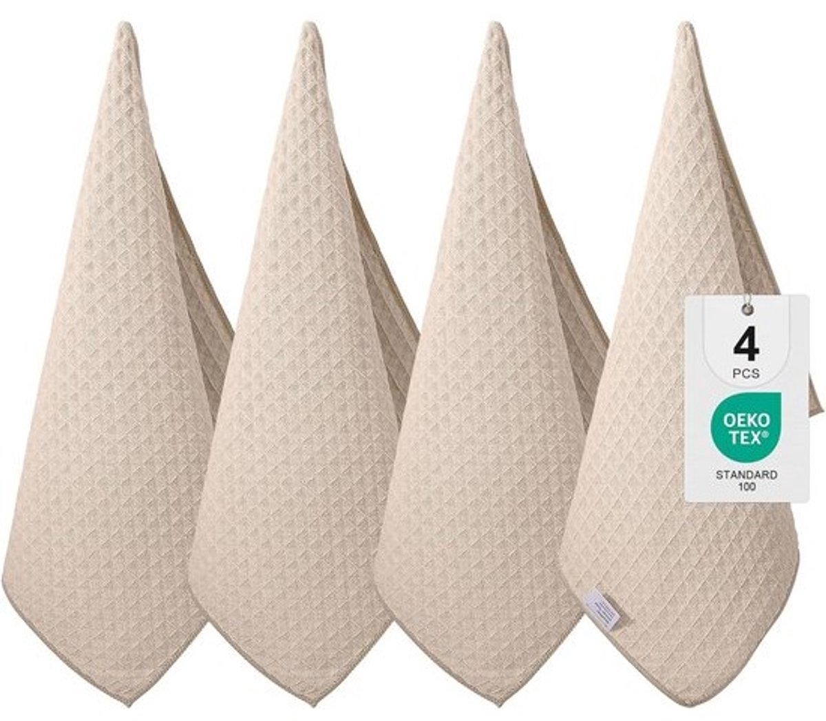 Microvezeldoeken Keuken Vaatdoeken Absorberend Pluisvrij (4 Stuks) Beige