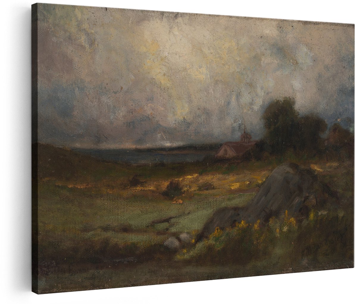 Artaza Canvas Schilderij Landschap - 150x100 cm - Groot - Wanddecoratie Natuur - Muurdecoratie Romantisch - Schilderijen Woonkamer - Dramatische Hemel