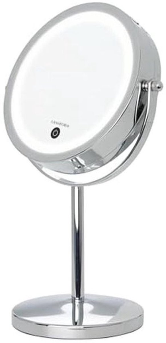 Verlichte Make-up Spiegel met 10-voudige Vergroting - Dubbelzijdige Roterende Staande Passpiegel 360°