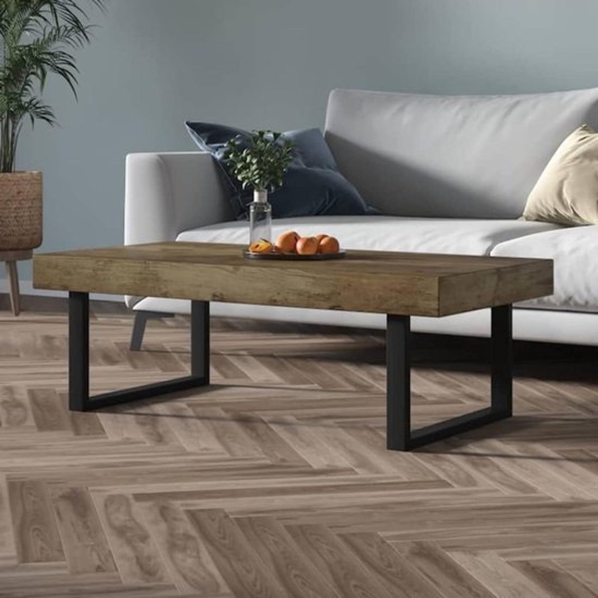 Elegante Salontafel 120x60x40 cm van MDF en Ijzer in Donkerbruin en Zwart