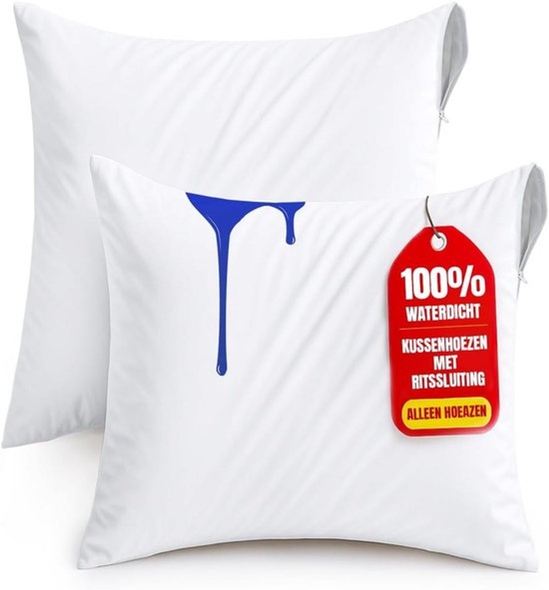 Set van 2 Waterdichte Kussenhoezen (80x80 cm) met Ritssluiting - Bescherming tegen Bedwantsen