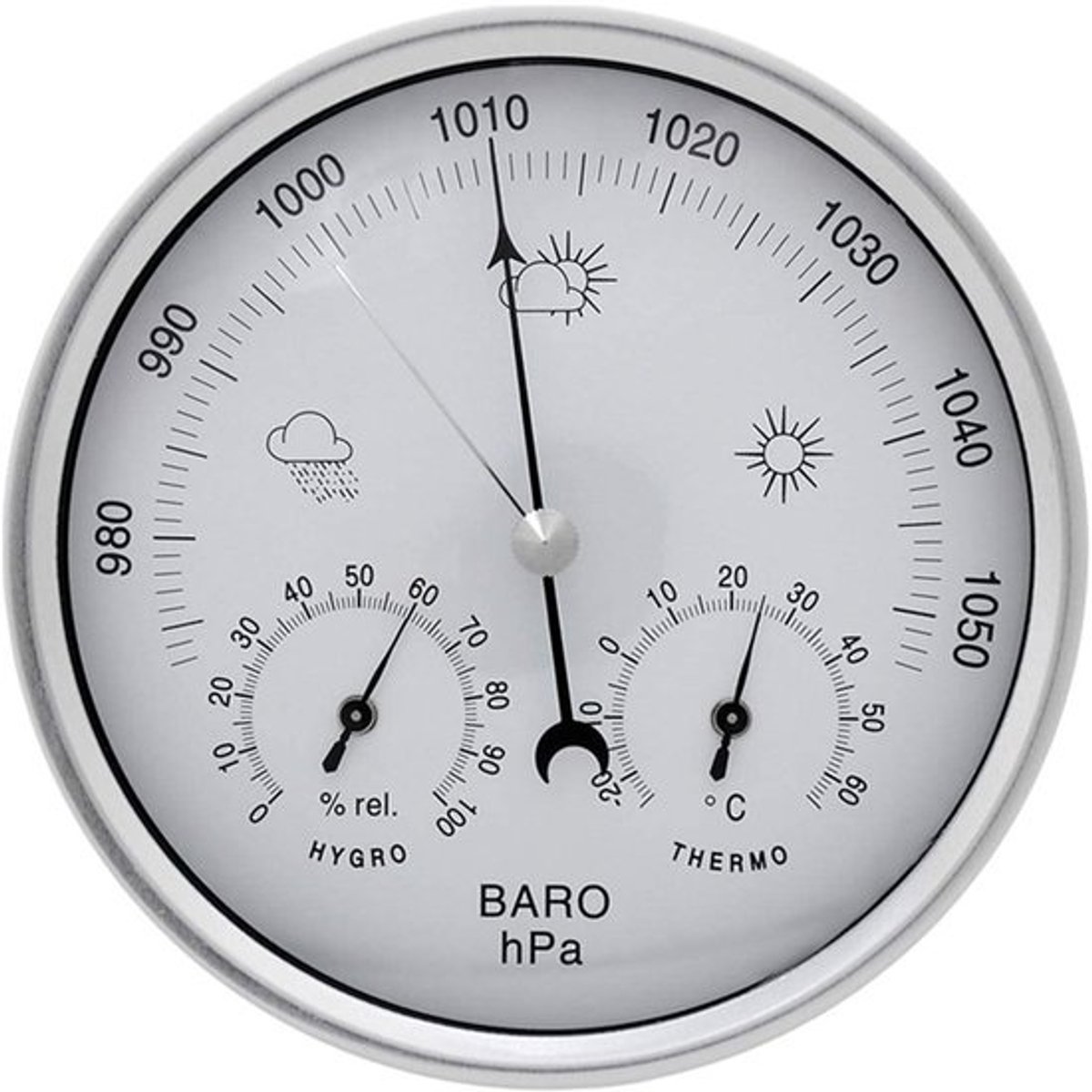 Store_9 - Analoge Barometerhermometer Hygrometer - 3 in 1 Weerstation - Roestvrij staal - Binnen en Buiten - Weersvoorspelling - Betrouwbaar en duu...