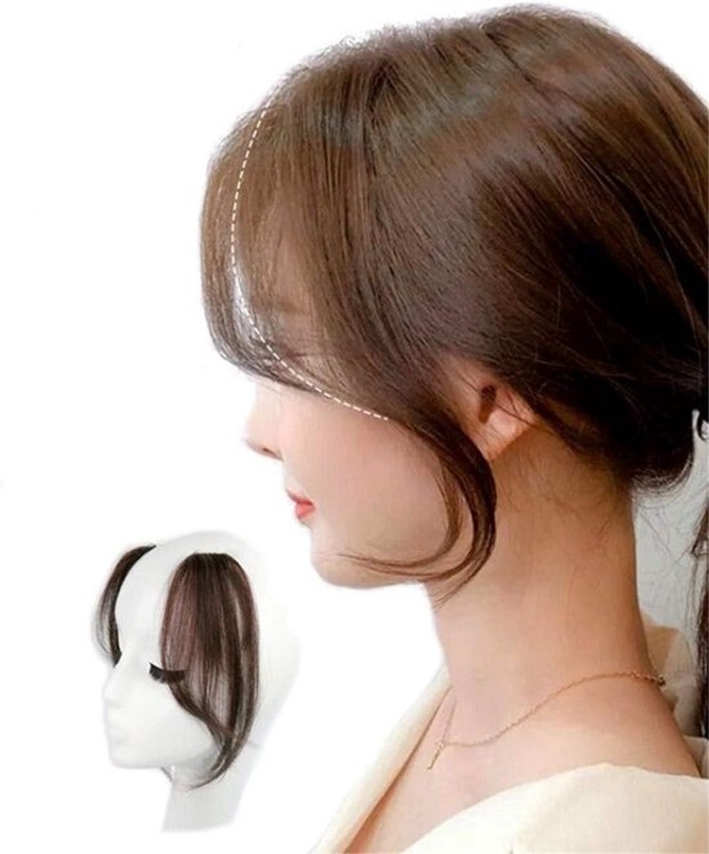 Echte Menselijke Haar Clip-In Pony met Zijschuifjes (2 stuks) - Lichtbruin, 20 cm