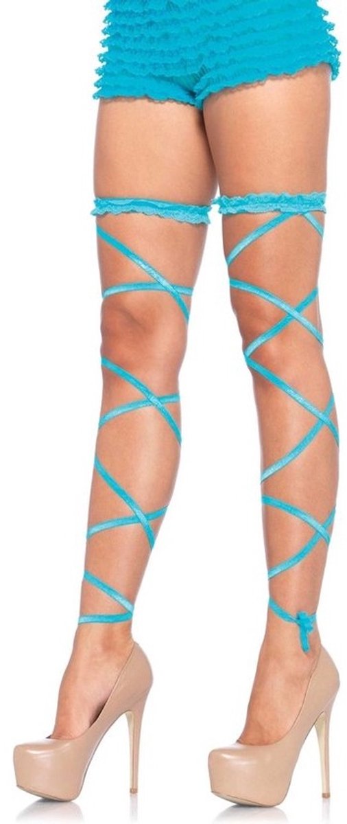 Neon Blauwe Beenwikkel Set voor Dames - Verstelbare Wrap Bandjes