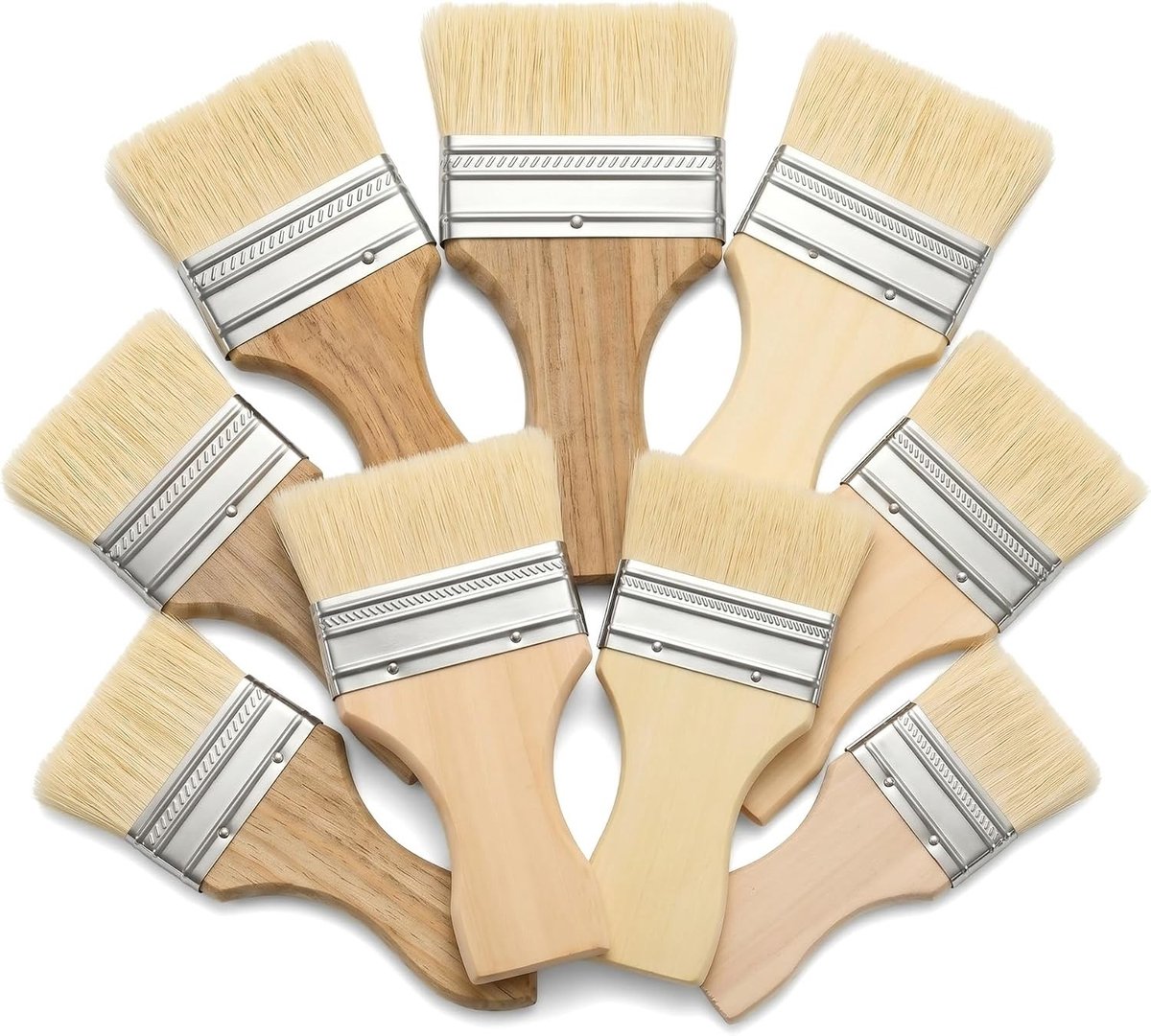 Set van 8 Platte Penselen voor Houtbeits, Waterverf en Gouache - Diverse Maten voor Creatieve Projecten