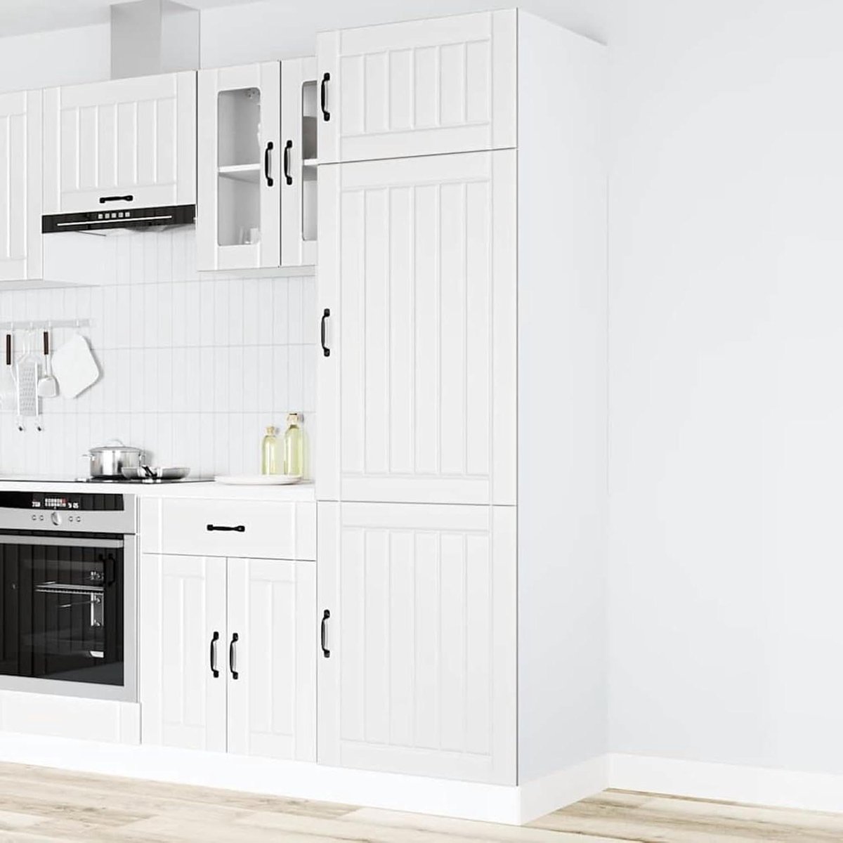 Keukenkast - Wandkast Keuken - Keuken Organiseren - Ruimtebesparend Ontwerp - 60x57x207 cm - Wit