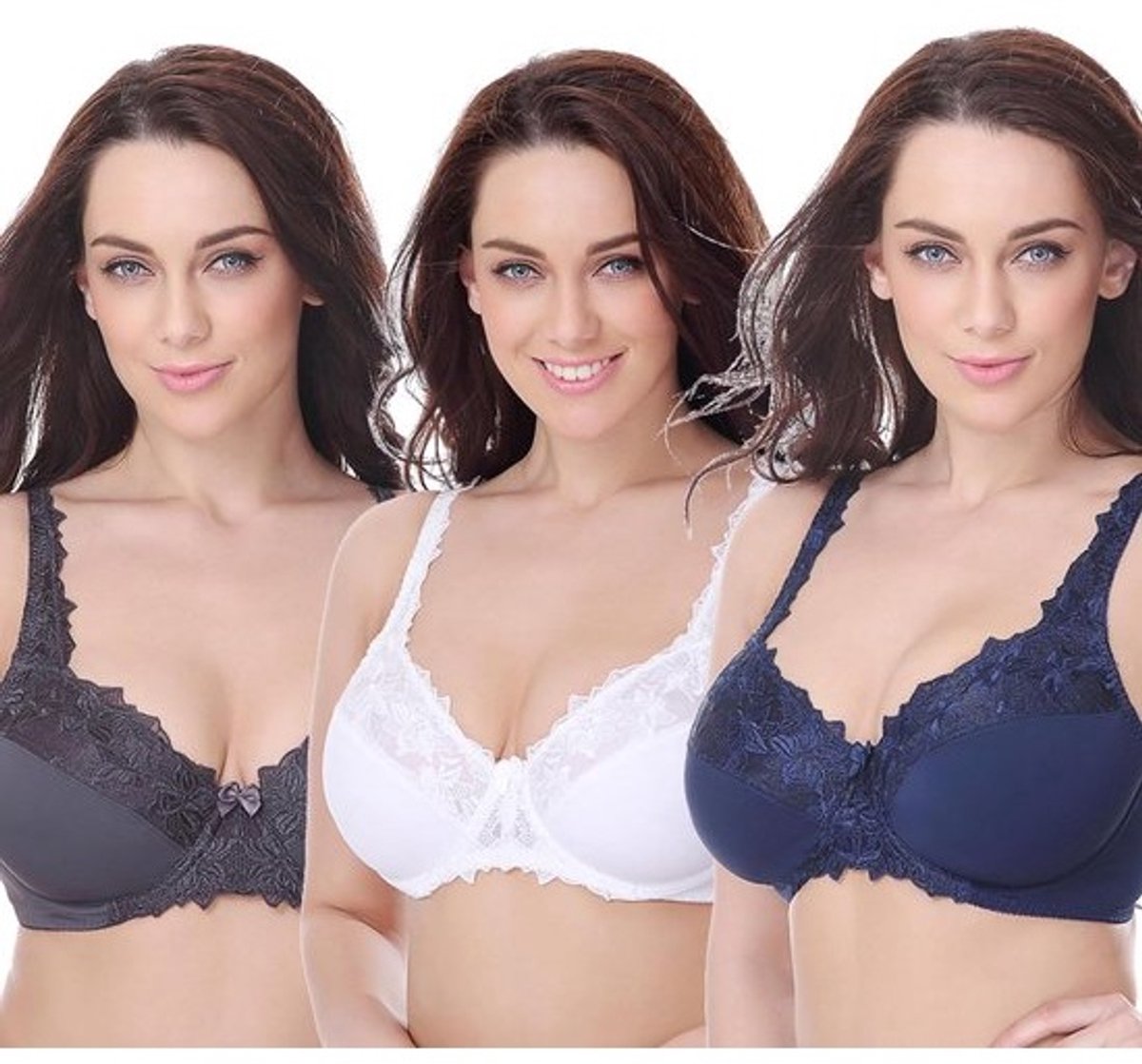 Plus Size Bh - Minimizer Bh - Dagelijks Gebruik - Kant Borduurwerk - 3 Delig