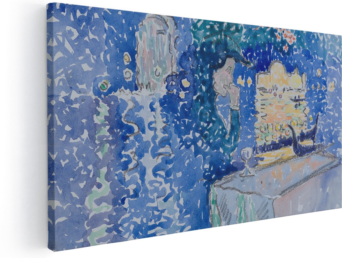 Artaza Canvas Schilderij Gondel - 180x90 cm - Groot - Wanddecoratie Venetiaans Kanaal - Muurdecoratie Aquarel - Schilderijen Op Canvas Stad
