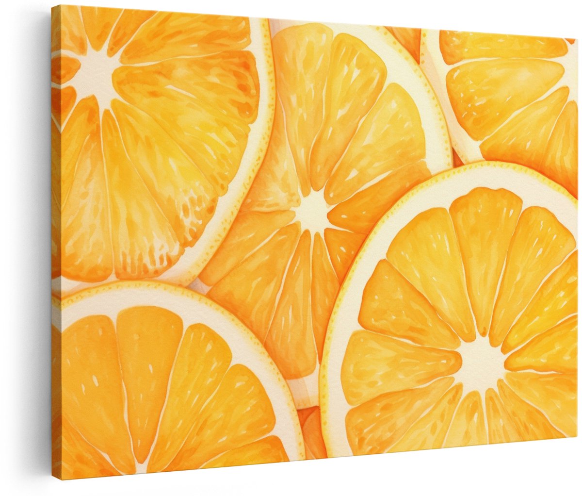 Artaza Canvas Schilderij Sinaasappel - 180x120 cm - Groot - Wanddecoratie Keuken - Muurdecoratie Fruit - Decoratie Oranje Schilderij