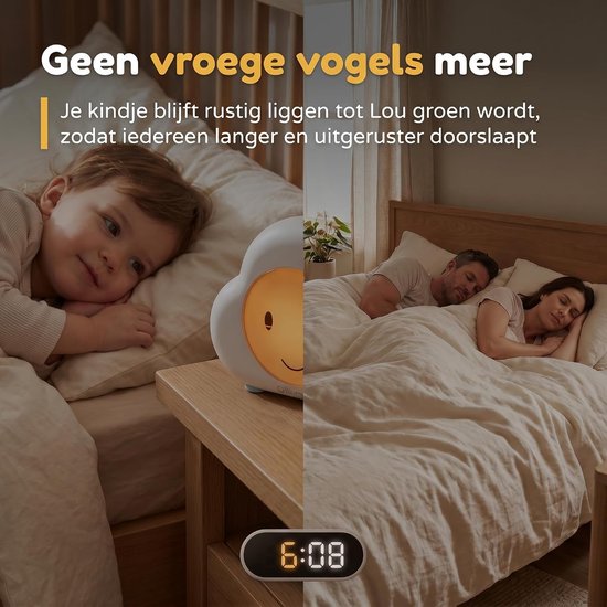 Slaaptrainer Kinderen - Nachtlampje Hulp - Slaapritme Leren - Zonsopgang Simulatie - Draadloos Oplaadbaar - Wit — afbeelding 5