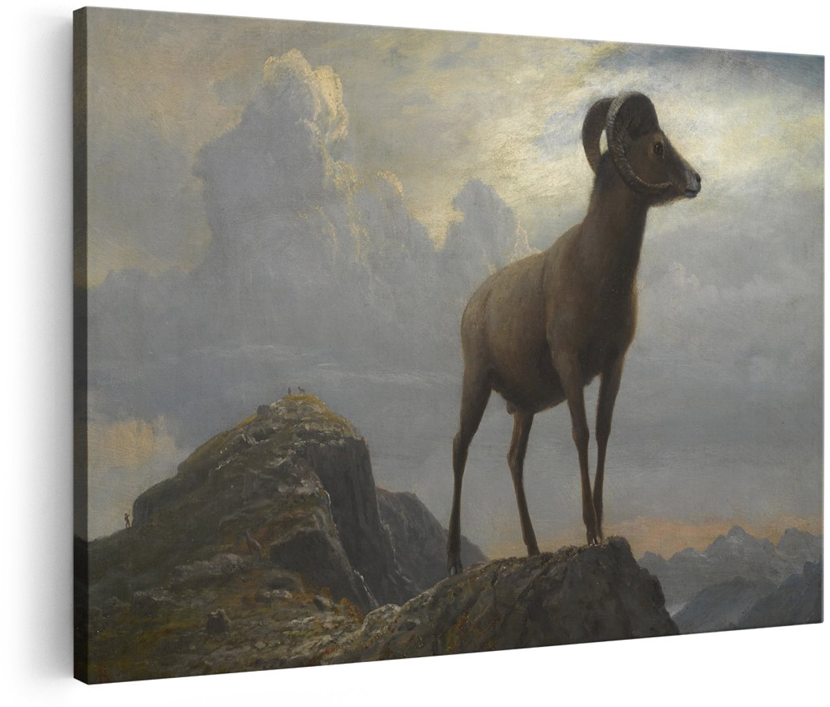 Artaza Canvas Schilderij Bighoornschaap - 180x120 cm - Groot - Wanddecoratie Berglandschap - Muurdecoratie Natuur - Decoratie Dieren - Woonkamer