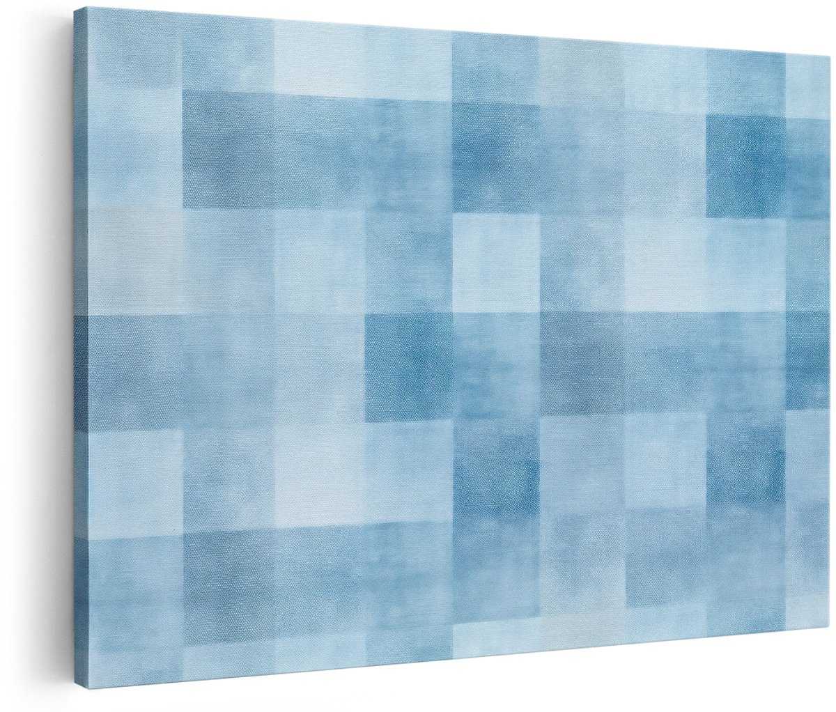 Artaza Canvas Schilderij Abstract - 180x120 cm - Groot - Wanddecoratie Modern - Muurdecoratie Geometrisch - Schilderijen Op Canvas Blauw