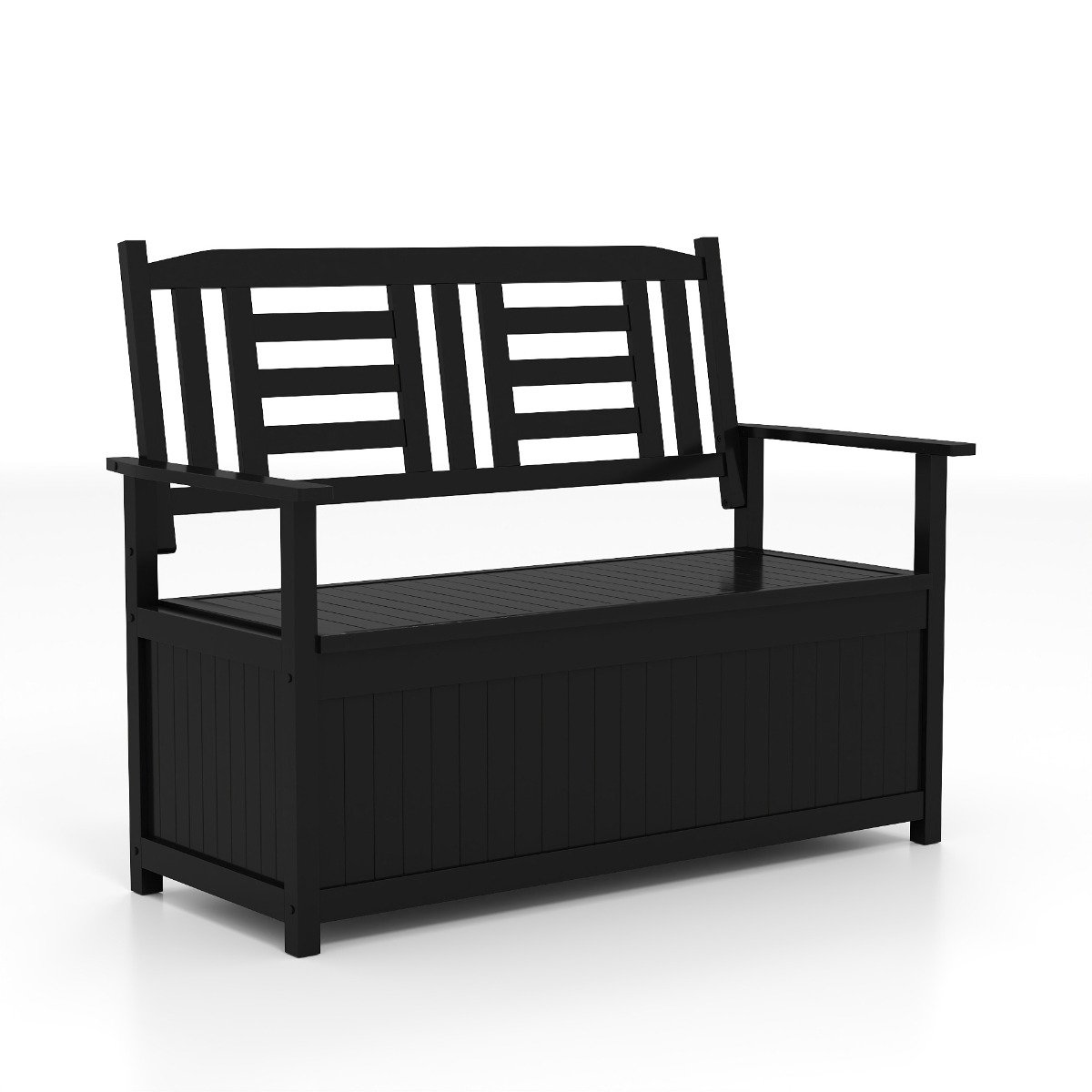 SureDeal® - Poef - Opbergbank - Rugleuning Lattenbodem - Armleuningen Massief Houten - Buiten - 123x68,5x96 cm - Donkerbruin