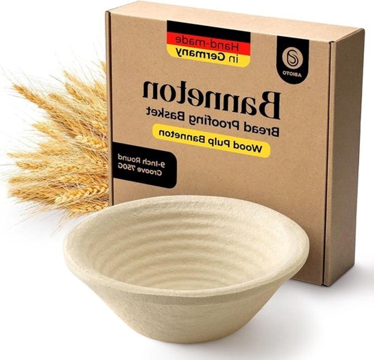Brood Rijs Mand - Banneton Brotform - Brood Bakken - Gegroefd Patroon - 85 inch - Beige