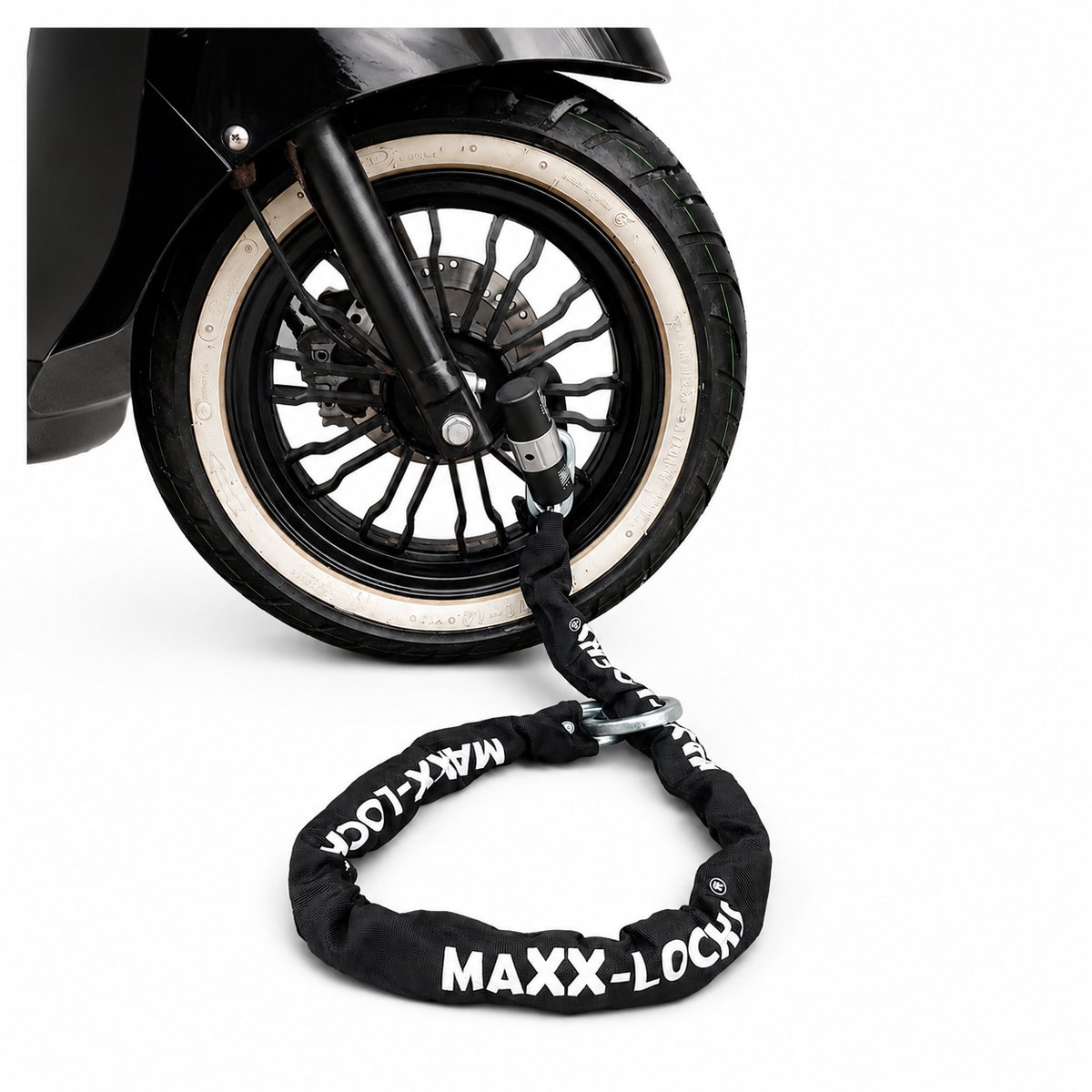Maxx-Locks Naseby Art 3 Scooterslot + ART 4 Muuranker / Grondanker - Kettingslot met Loop en Beugelslot - Art Gekeurd Slot voor Fatbike en Scooter & Brommer - 120 cm – foto 4