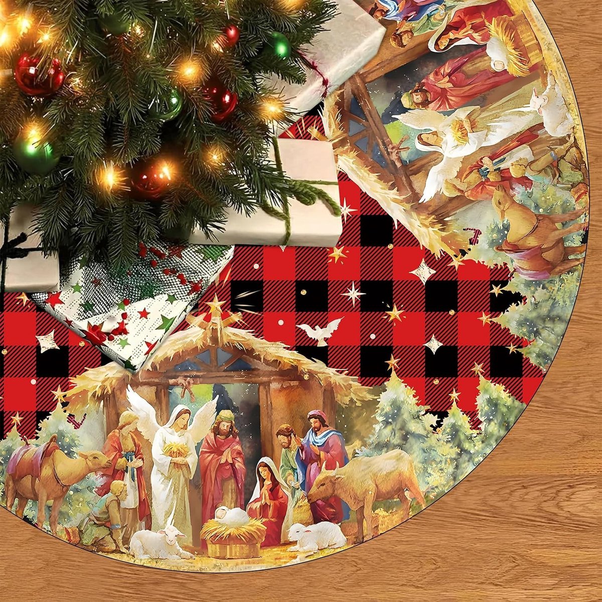 Ronde kerstboomdeken van 120 cm voor sfeervolle kerstversiering en bescherming van de vloer