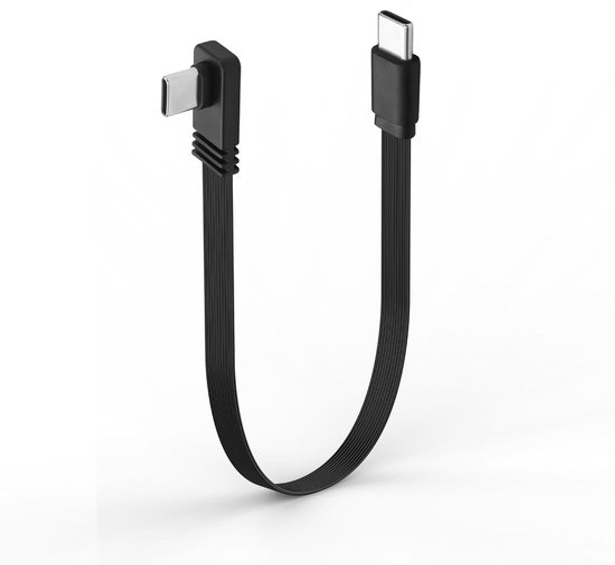 Korte Platte USB-C Kabel 100W PD Snelladen Hoek Lader Kabel 20cm