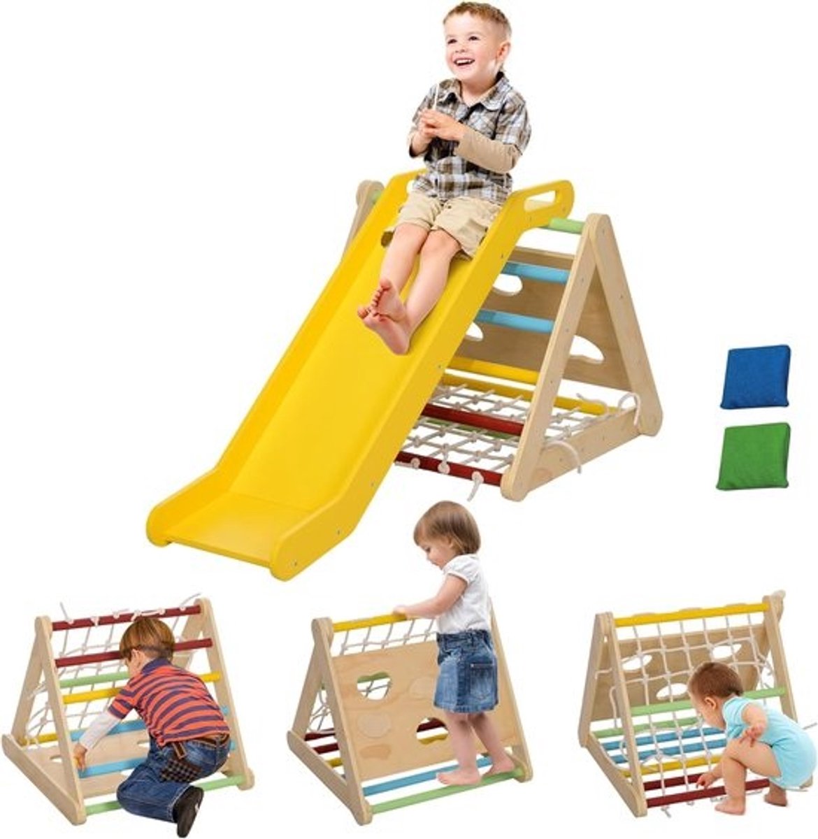 5-in-1 Klimdriehoek en Glijbaan voor Kinderen 18-48 Maanden
