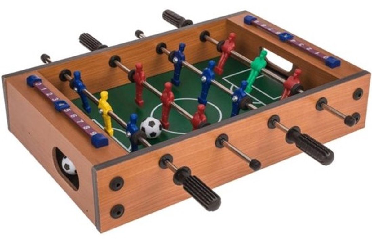 Houten Tafelvoetbalspel - Compact Voetbalspel voor Jong en Oud