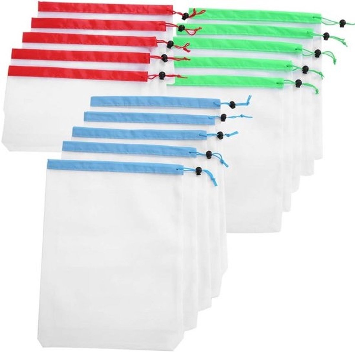 15 Stuks Polyester Opbergzakken met Trekkoord voor Speelgoed en Boodschappen