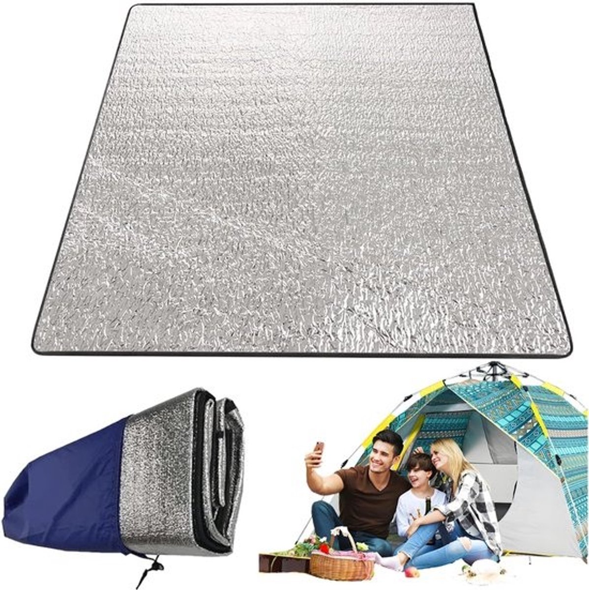 Grote opvouwbare kampeermat 200x200 cm ultralicht isolatie