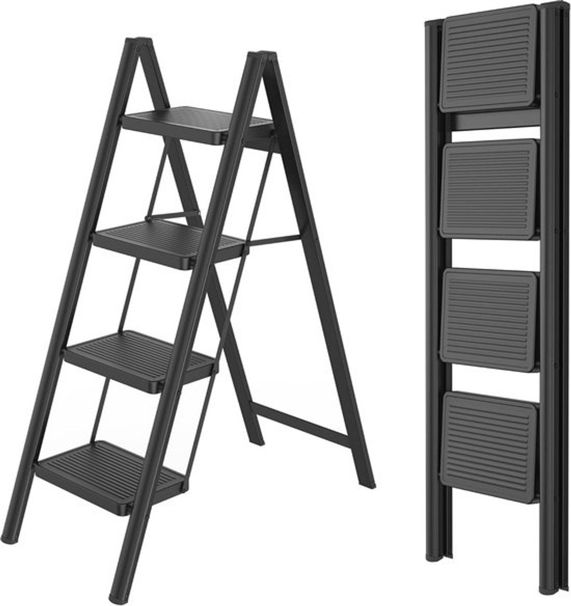 Vouwladder met 4 Brede Treden voor Huis en Tuin - Hoge Belasting