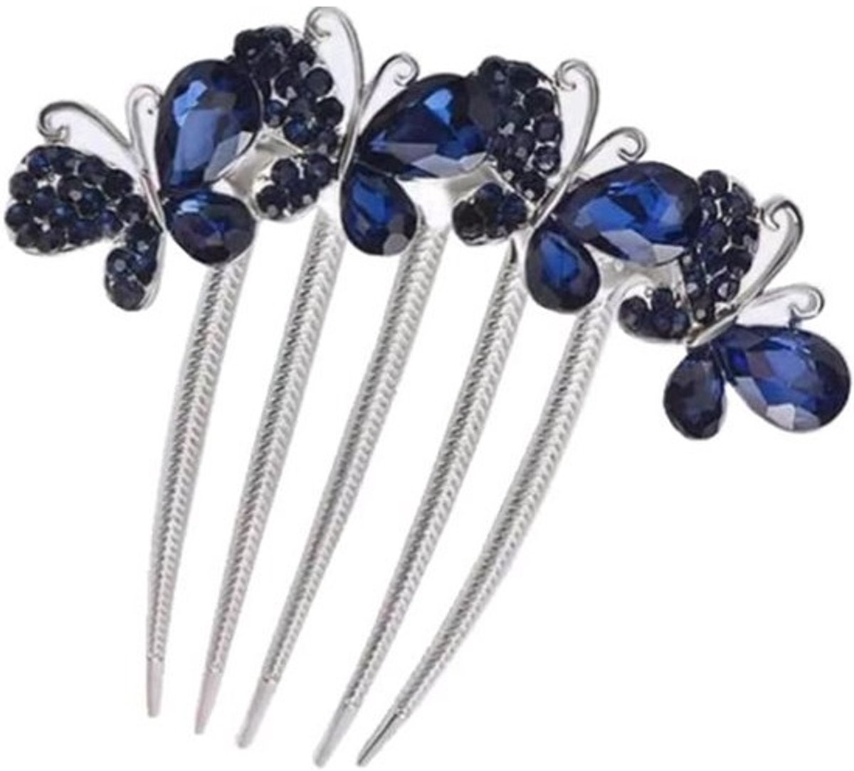 Elegante Bruidshaarkam Marineblauw met Strass en Parels - Bruiloft Haar Accessoires