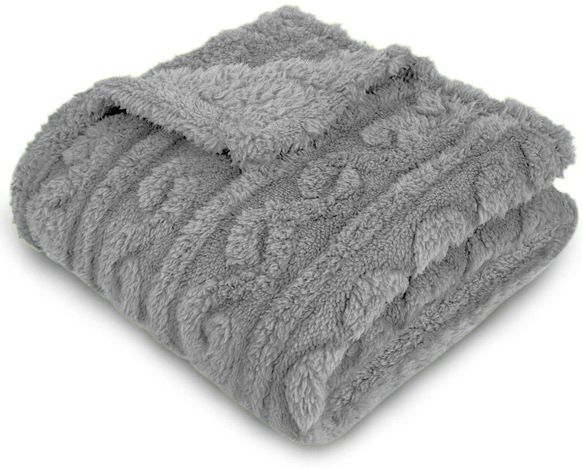 SnelShoppen - Extra Zacht Fleece Deken 220 x 240 cm, Dubbele Flanellen Deken Oeko-TEX® Gecertificeerd, Donkergrijs, Ideaal als Sofa Cover, Bedplaid, S