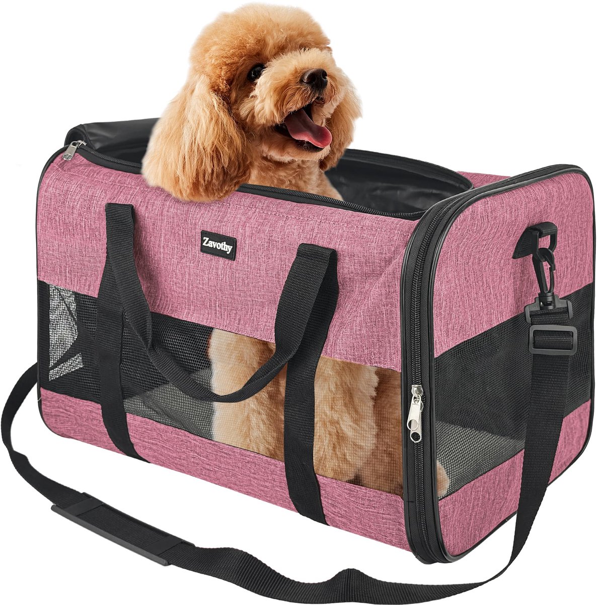 SnelShoppen - Transporttas voor katten en honden, ademend en opvouwbaar, grote transportbox met verstelbare schouderriem en afneembaar pluche matras i