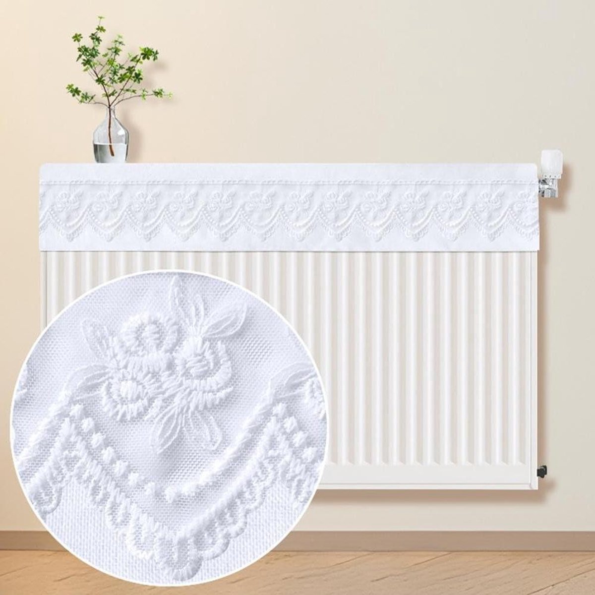 Radiatorhoes - Decoratieve hoes - Stofvrij houden - Ademend materiaal - 80CM - Wit