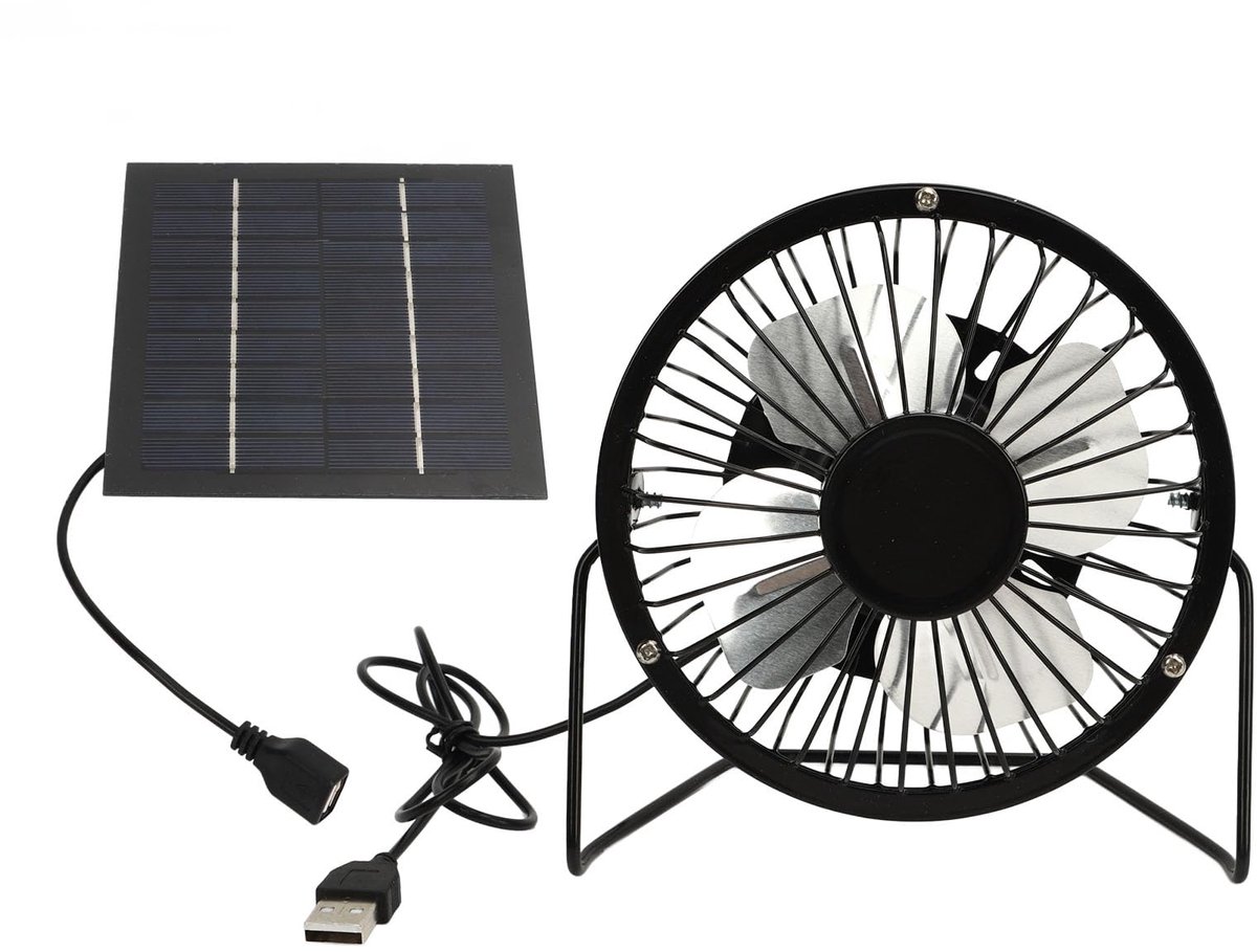 SnelShoppen - Solar Fan voor Buiten, 5W Zonne-energie Ventilator, 360 Graden Verstelbaar, USB Uitlaatventilator voor Broeikas, Kippen en Tuin Koeling
