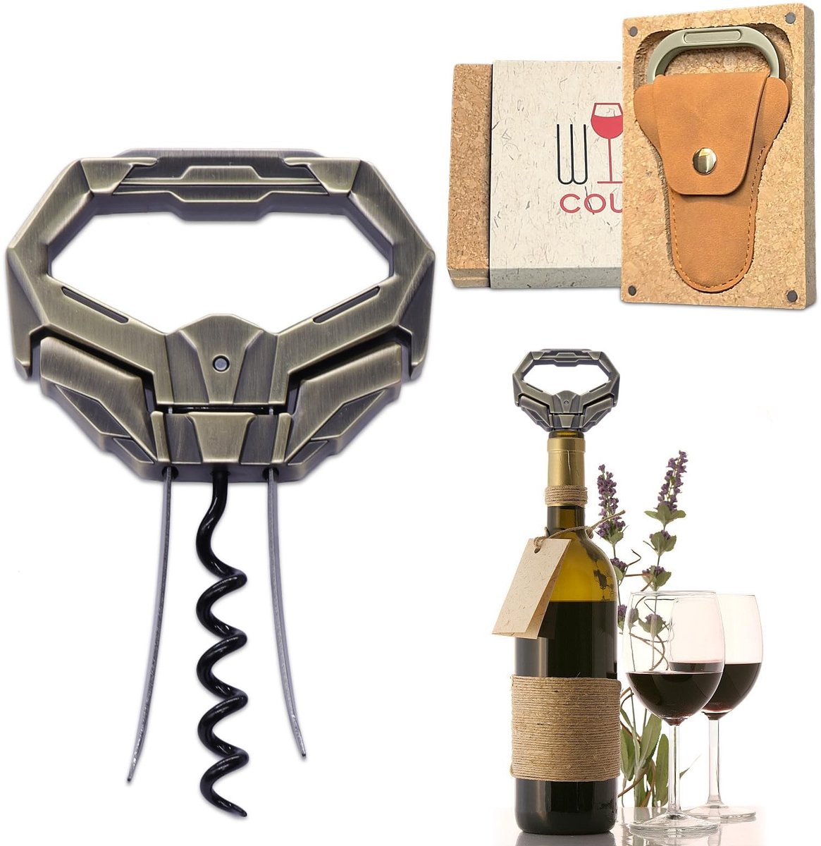 Dailygoods - 3-in-1 Ah So Wijnopener - Professionele Kurkentrekker voor Oude & Breekbare Kurken