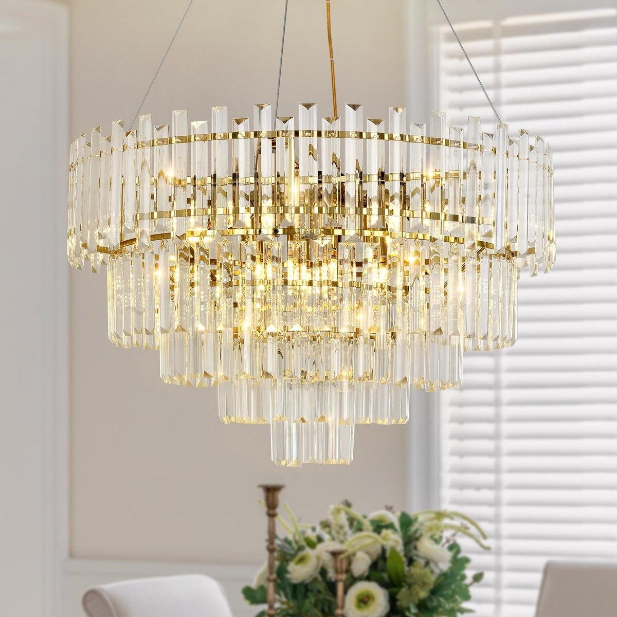 Dailygoods- Hanglamp Moderne Kristallen - Kroonluchter Ø 60cm - Gouden Kroonluchter - Verlichting - Luxe Design