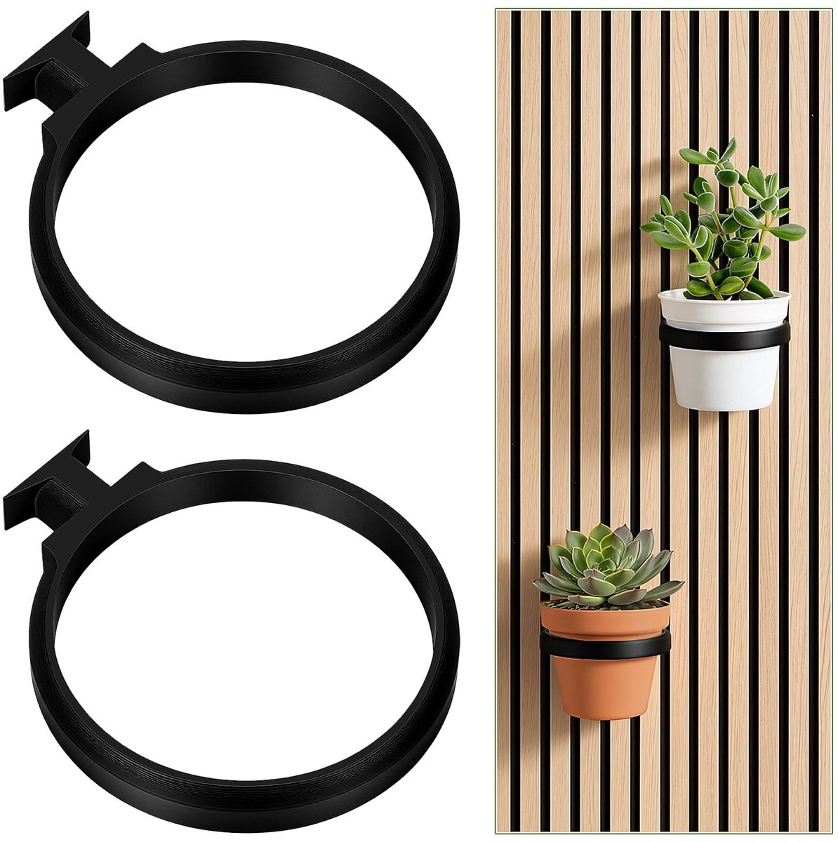 Dailygoods - Akoestische Panelen Plantenhouder - 2 Stuks Zonder Boren, Zwart