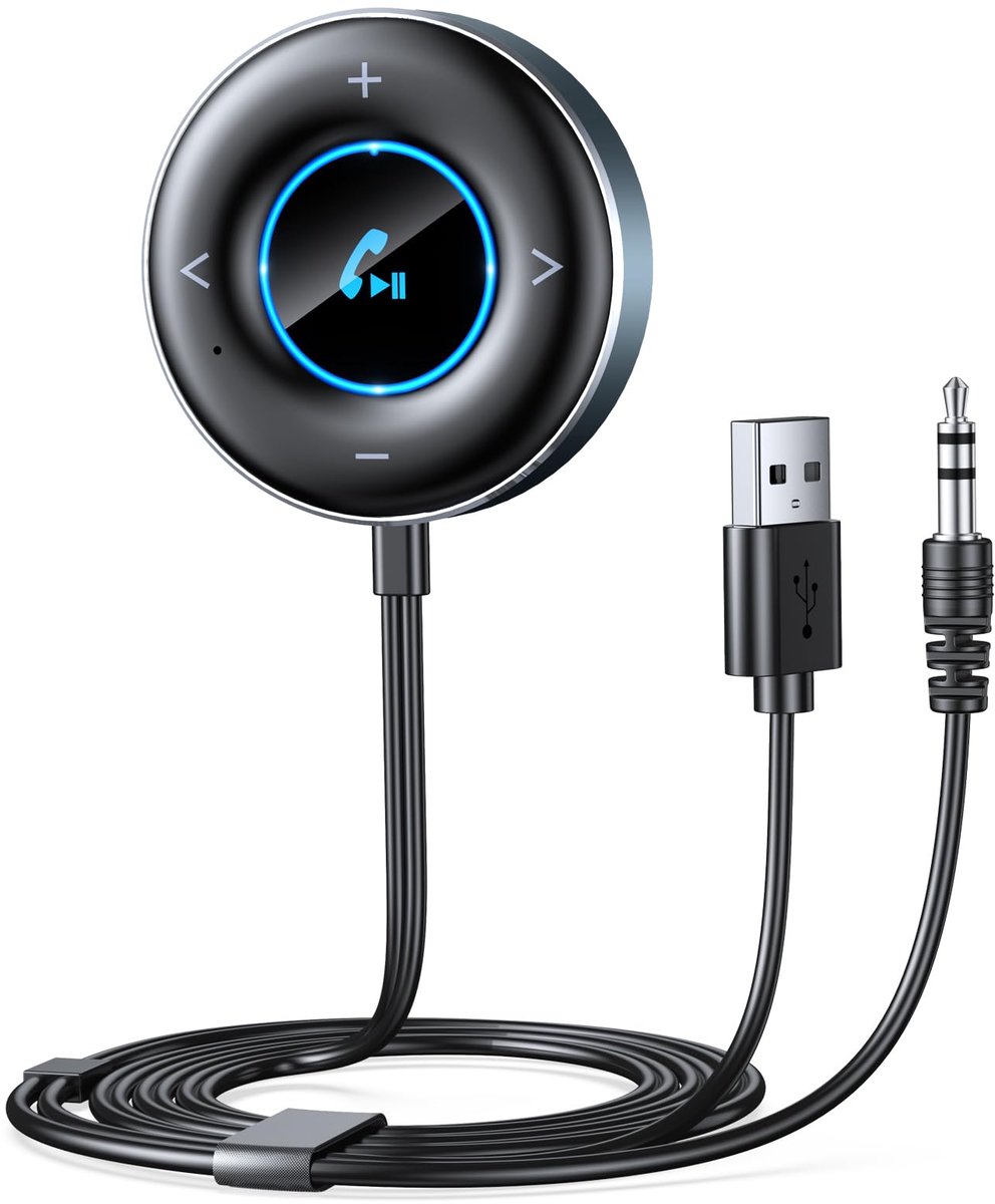 SnelShoppen - Bluetooth Adapter Auto 5.3 - Plug & Play Aux Ontvanger 3.5mm - Hands-Free Gesprekken - Dubbele Aansluiting - Hi-Fi Muziek voor Home Ster