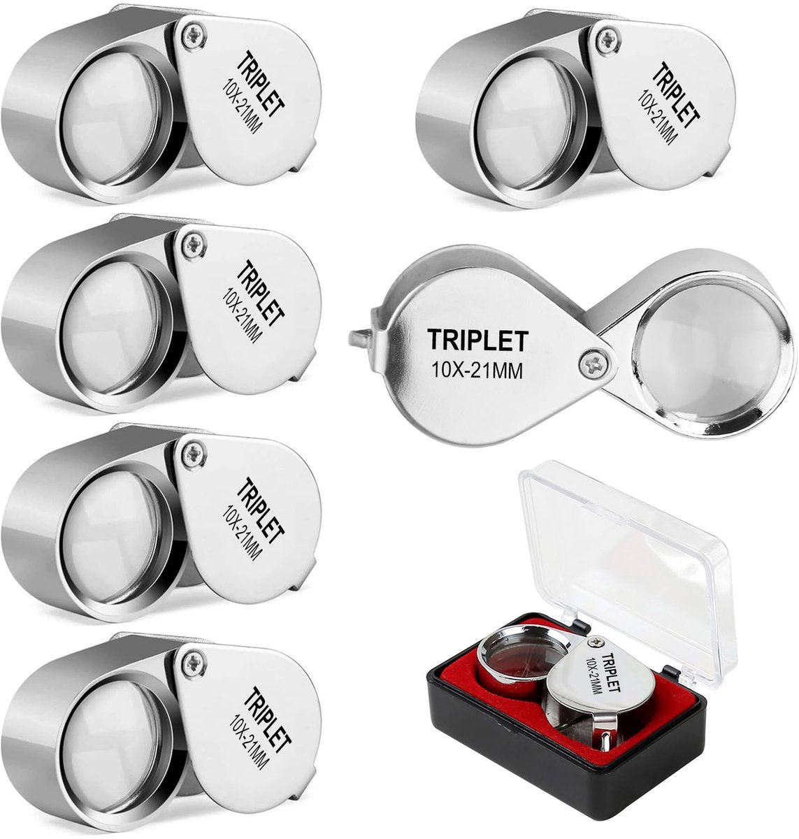 Dailygoods - 6 Stuks Juwerl Loepen - 10x Vergrotingsglas voor Juweliers en Verzamelaars