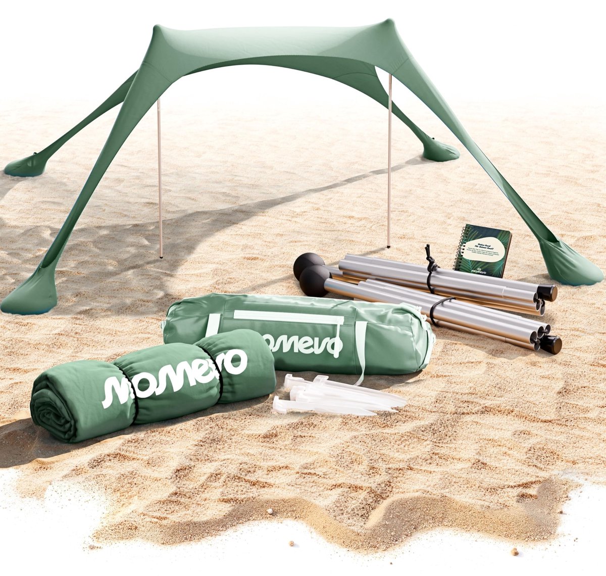 SnelShoppen - MOMEVO Sunsail Strandtent - UV-bescherming UPF50+, Lichtgewicht en Windstabiel Schaduwdoek voor Strand, Olijfgroen, Perfect voor Vakanti
