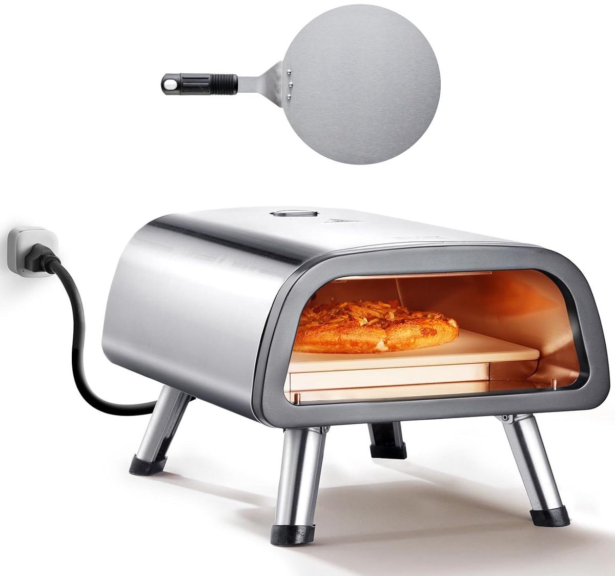 Elektrische Pizzaoven Pizzamaker Buitenoven Pizza Bakken Hoge Temperatuur 850°C 30.5 cm Zwart