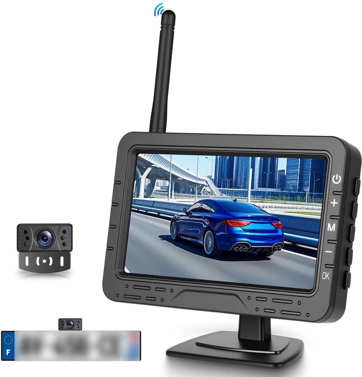 SnelShoppen - Draadloze Achteruitrijcameraset met HD 4,3 inch IPS Monitor, IP68 Waterdicht, Nachtzicht, Groothoek Backupcamera voor Bestelwagen en Aut