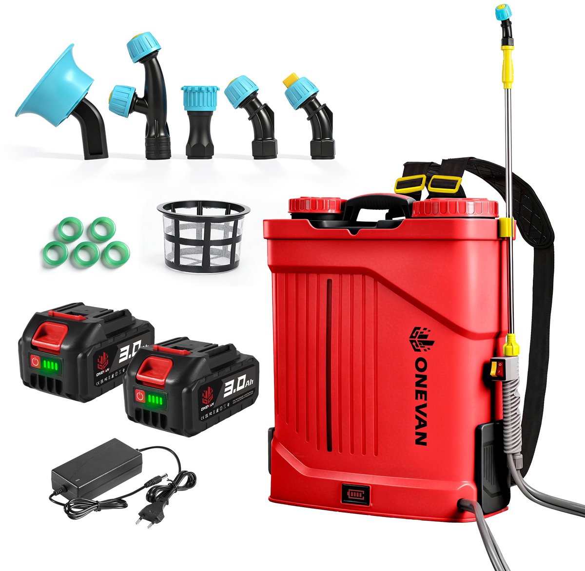 SnelShoppen - Elektrische Accu Druksproeier 20L met Mengfunctie, 5 Sproeiers en Telescopische Lans - Draadloze Tuin Sproeier voor Landbouw en Tuinonde