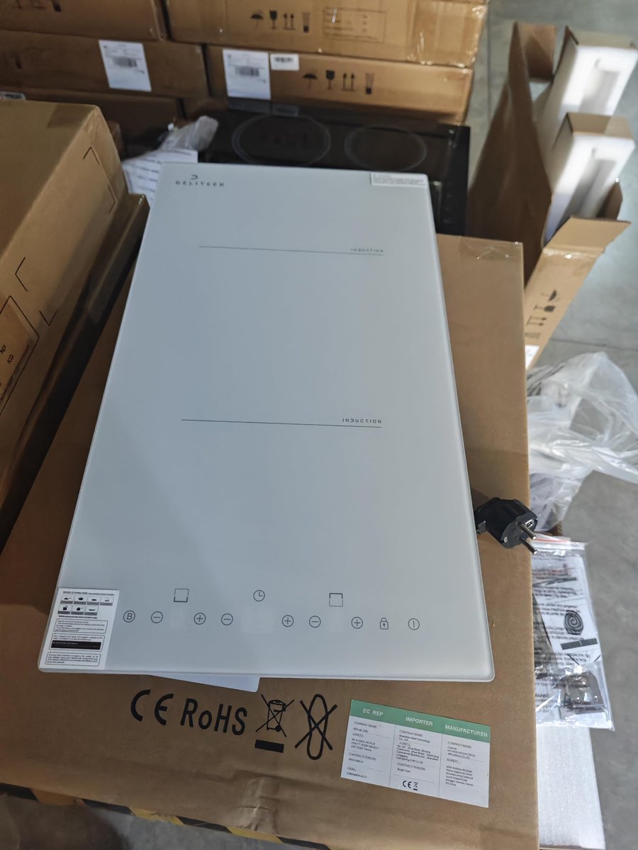 SnelShoppen - Inductiekookplaat 2 Platen met Stekker, Inbouw 30 cm, 3500 W, TurboBoost, Timer, Kinderbeveiliging, Panherkenning, Wit voor Keuken, Camp