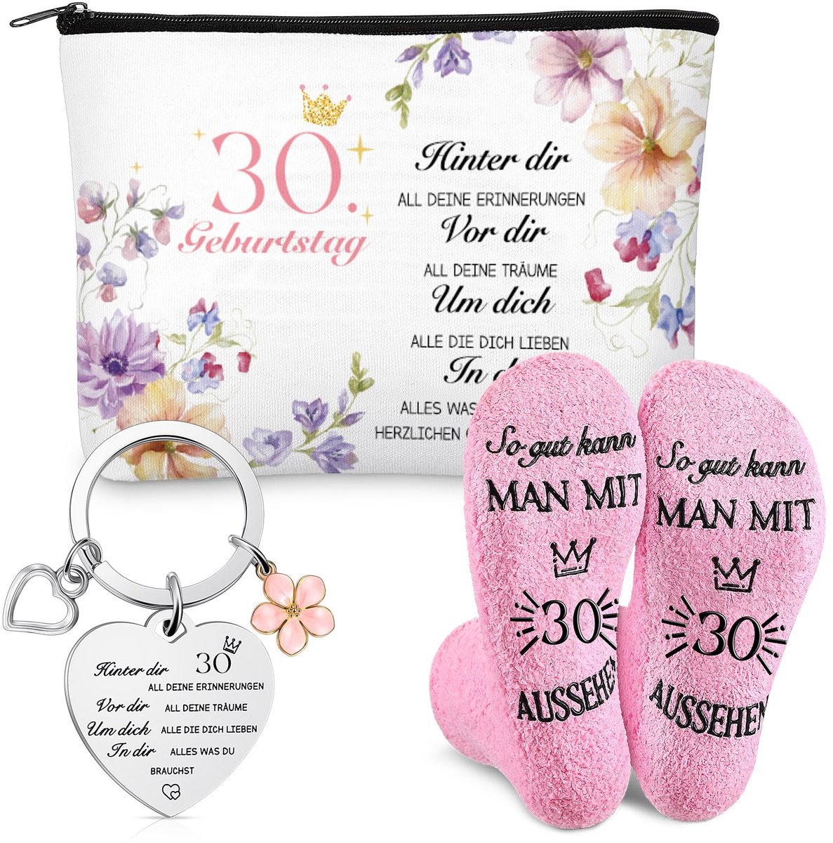 Dailygoods - Verjaardagscadeau voor Vrouwen - Toilettas, Sokken en Sleutelhanger