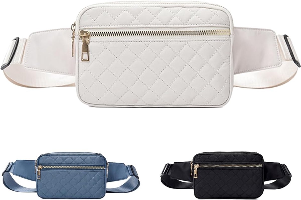 VHV-Heuptas voor Dames - Stijlvolle Schoudertas en Borsttas met Verstelbare Schouderriem - Lichtgewicht Crossbody Tas voor Reizen en Casual - Wit